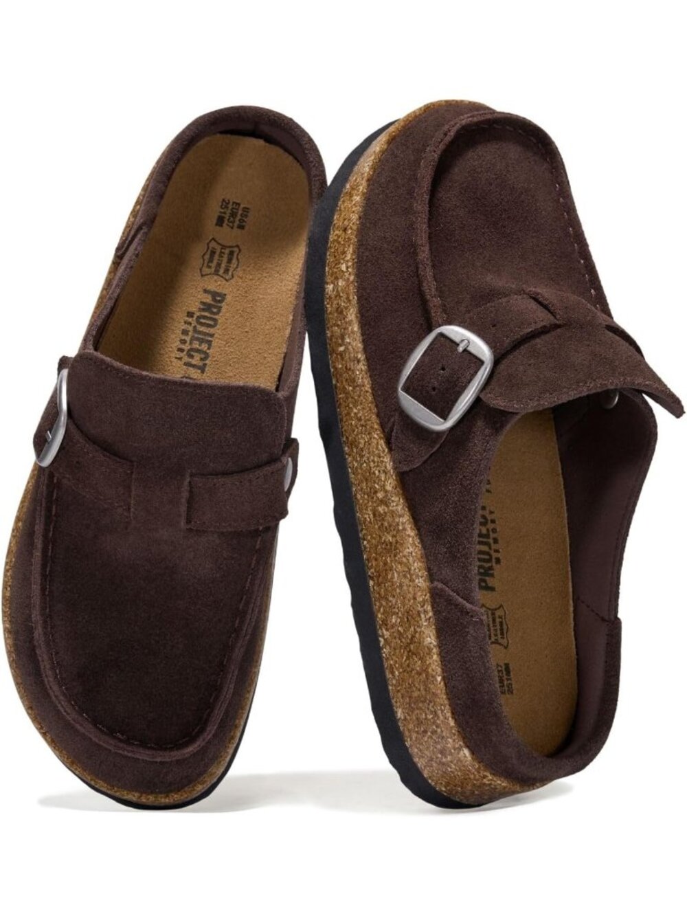 🆕Women's Brown 1 Leather Moccasin Style Clogs Memory Foam Insole Comfortable